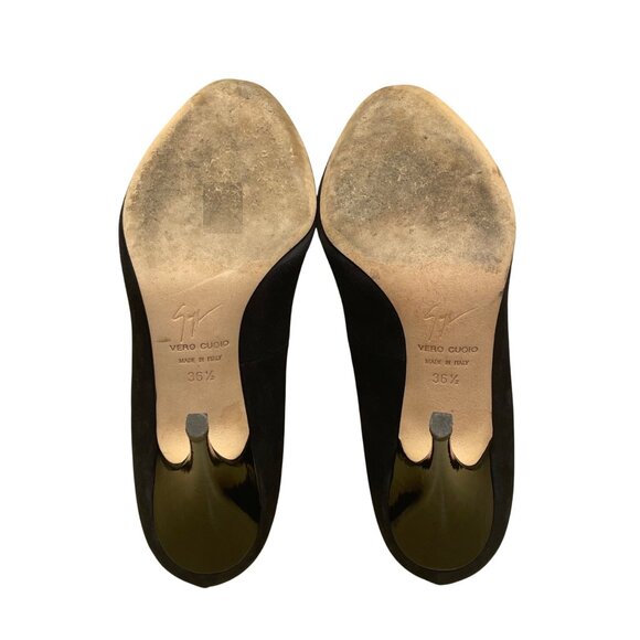 Giuseppe Zanotti Women’s Black Suede Rhinestone Accent VIV 100 Heels Size 6.5 - Picture 9 of 11